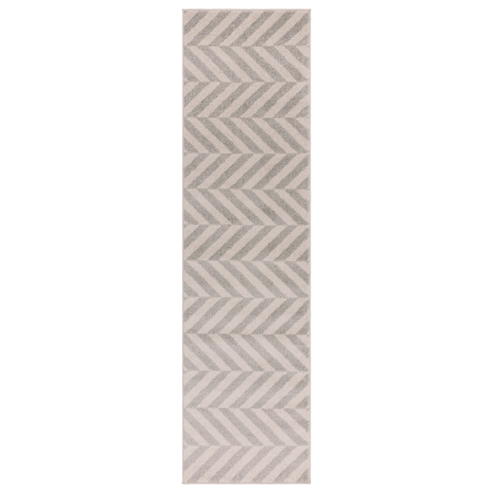 Muse MU07 Geometric Chevron Woven Runner Rugs in Grey